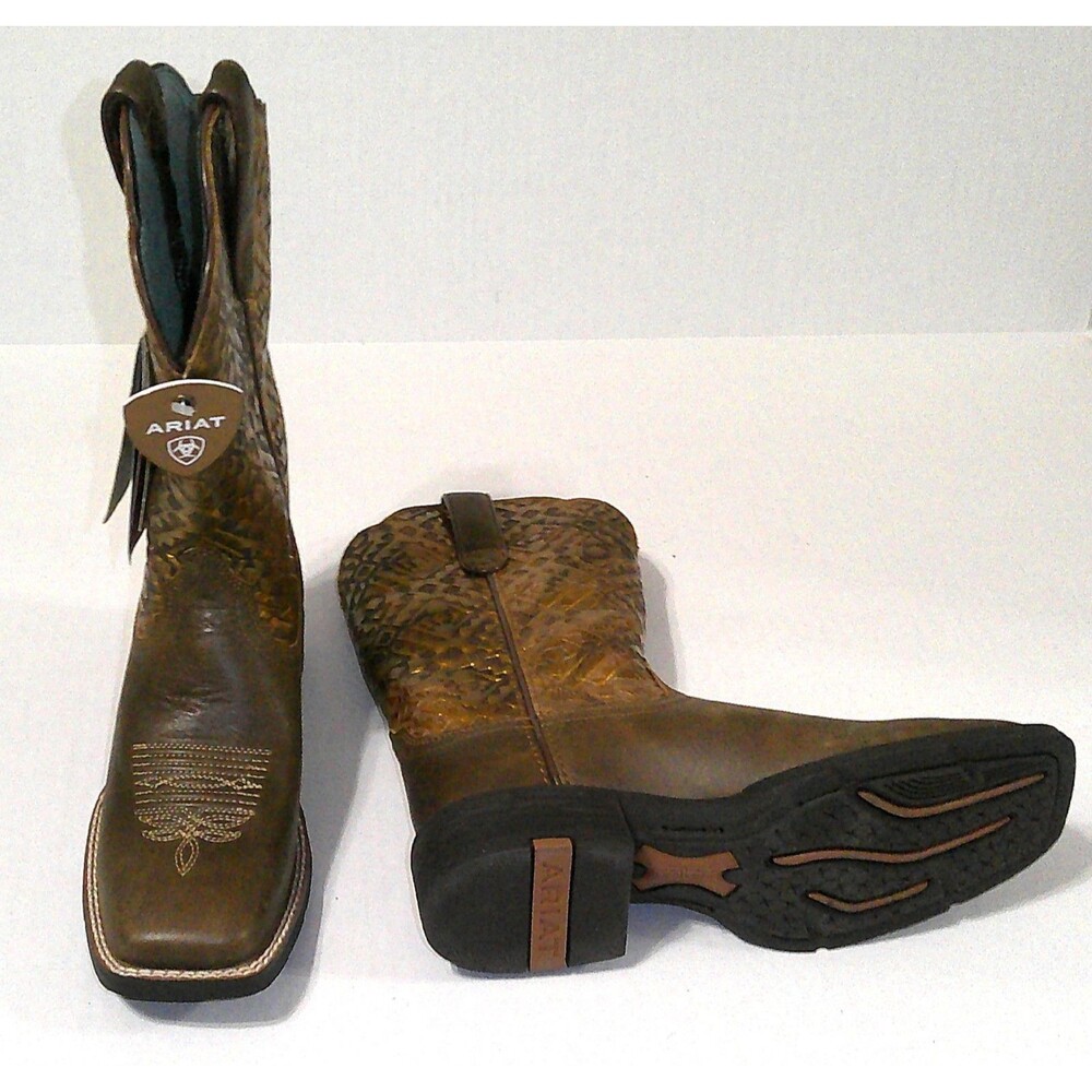 New NWT NIB Boots Womens 5.5 Ariat Round Up Western Metallic Copper Blanket Embo - Picture 3 of 9
